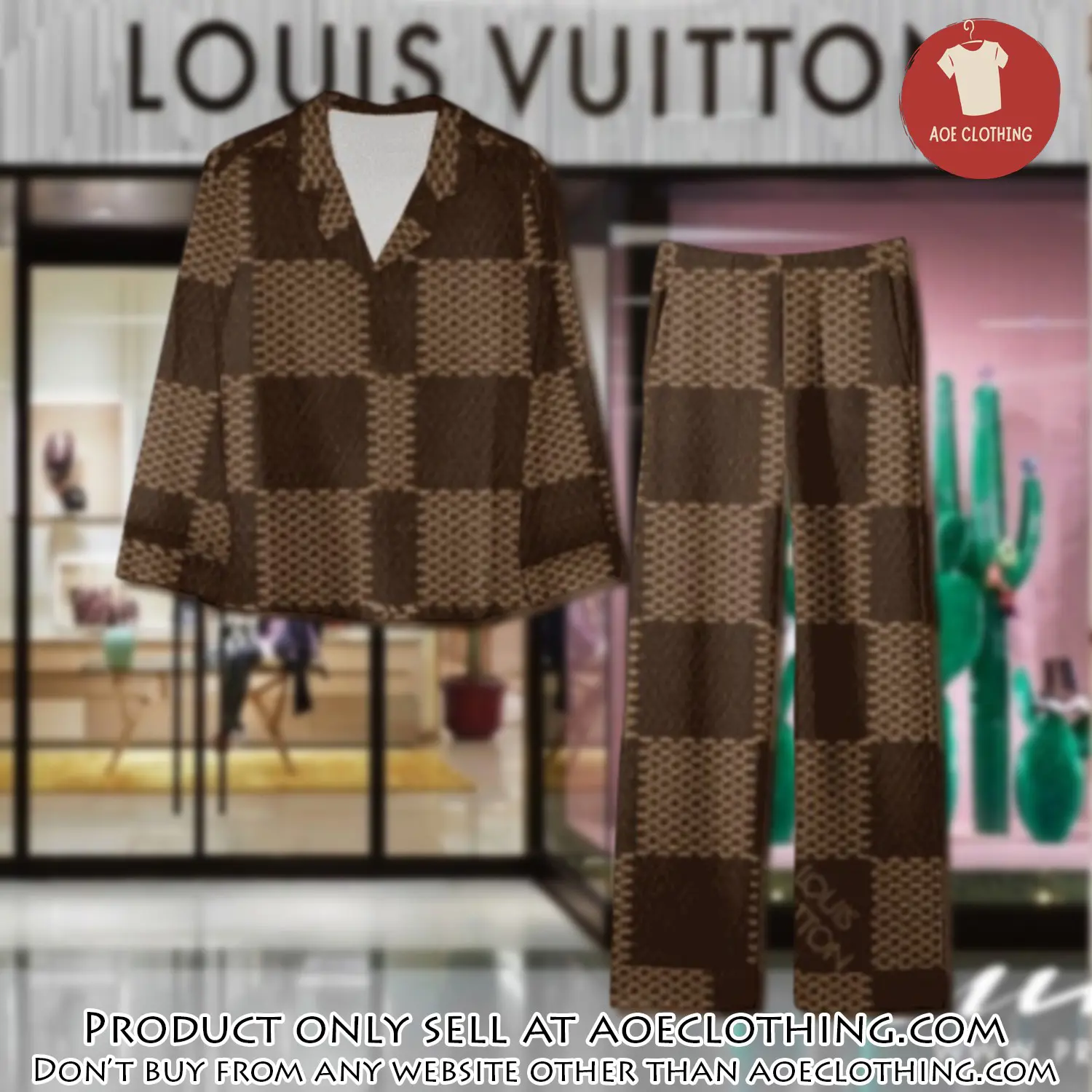 Trending luxury lv satin pajama set pjs1104 aoe2553661